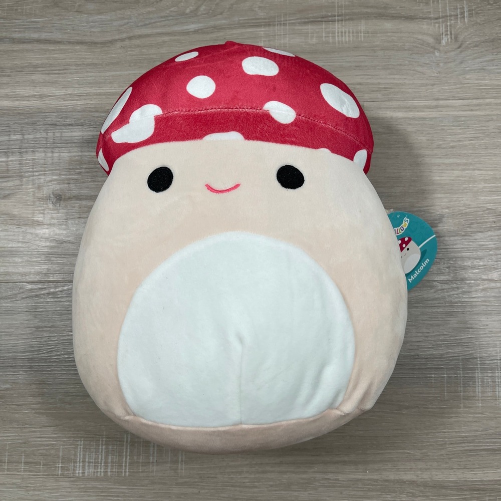 NEW Squishmallows Kids Malcolm Mushroom Plush Cream/Red